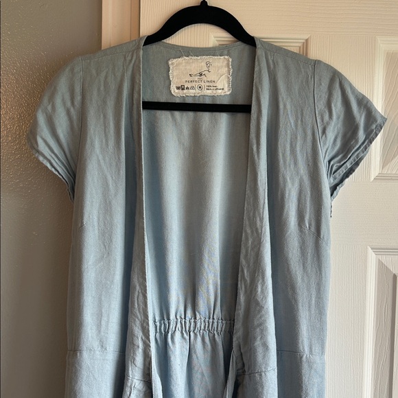 notPERFECTLINEN Soft Blue Linen Wrap Dress - Picture 3 of 5